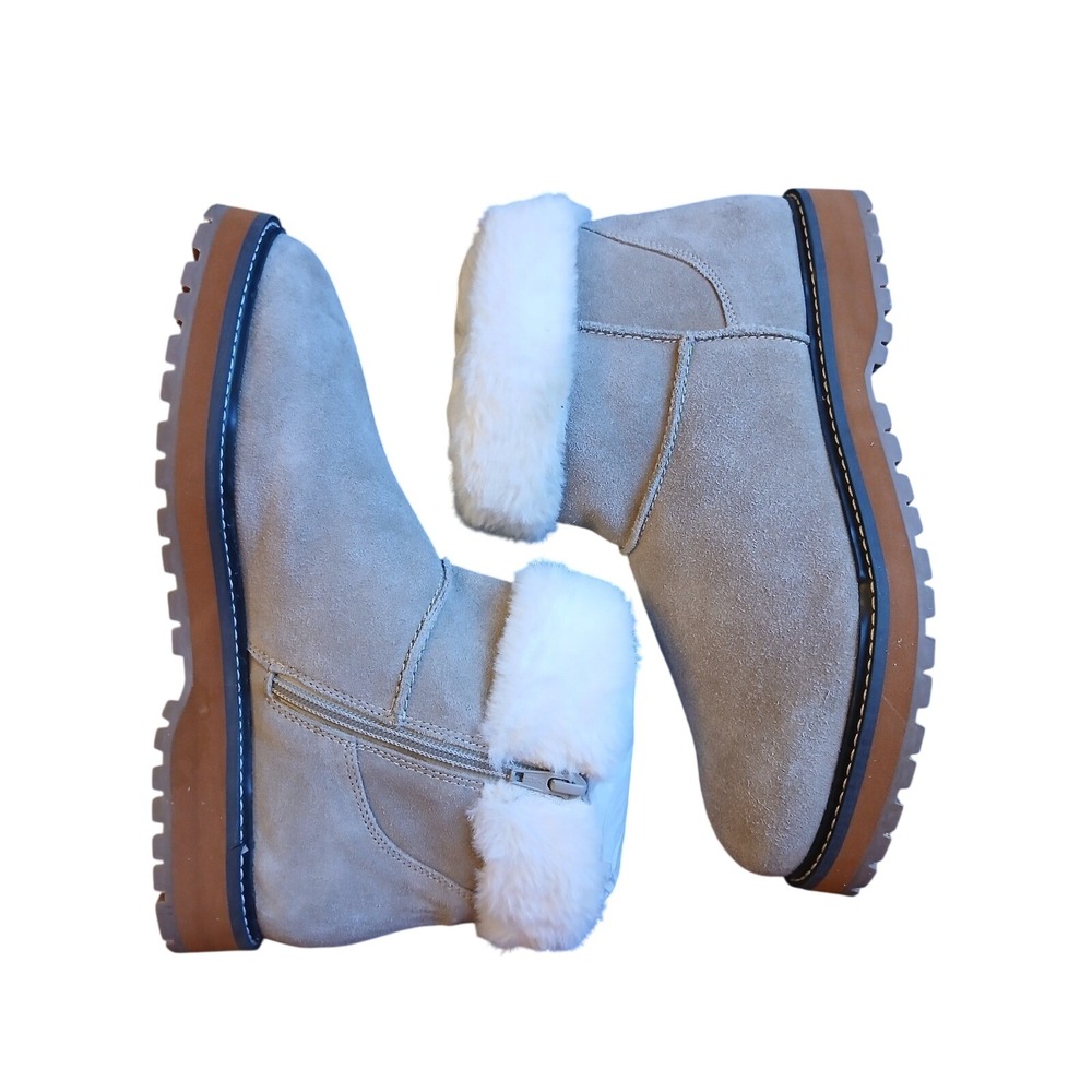 Soft Surroundings Walk With Me Cascade Tan Suede Faux Fur Ankle Boots 9M 24243